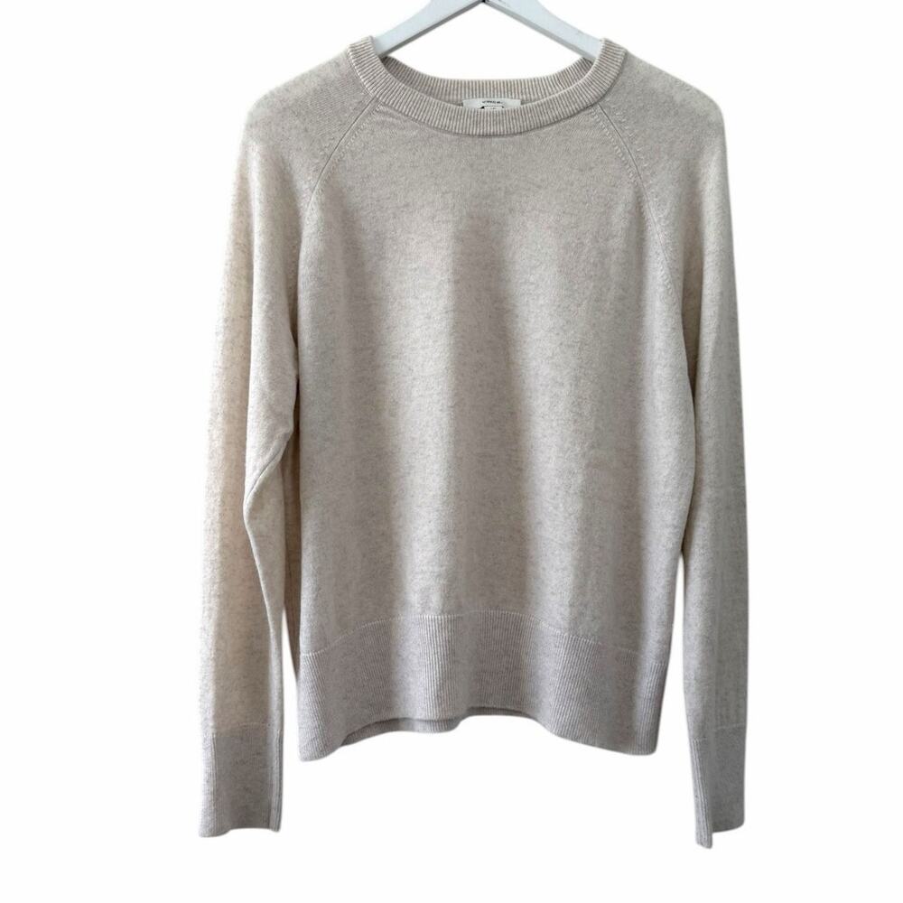 Vince Wool Cashmere Crewneck Raglan Sweater Oatmeal Beige Size L
